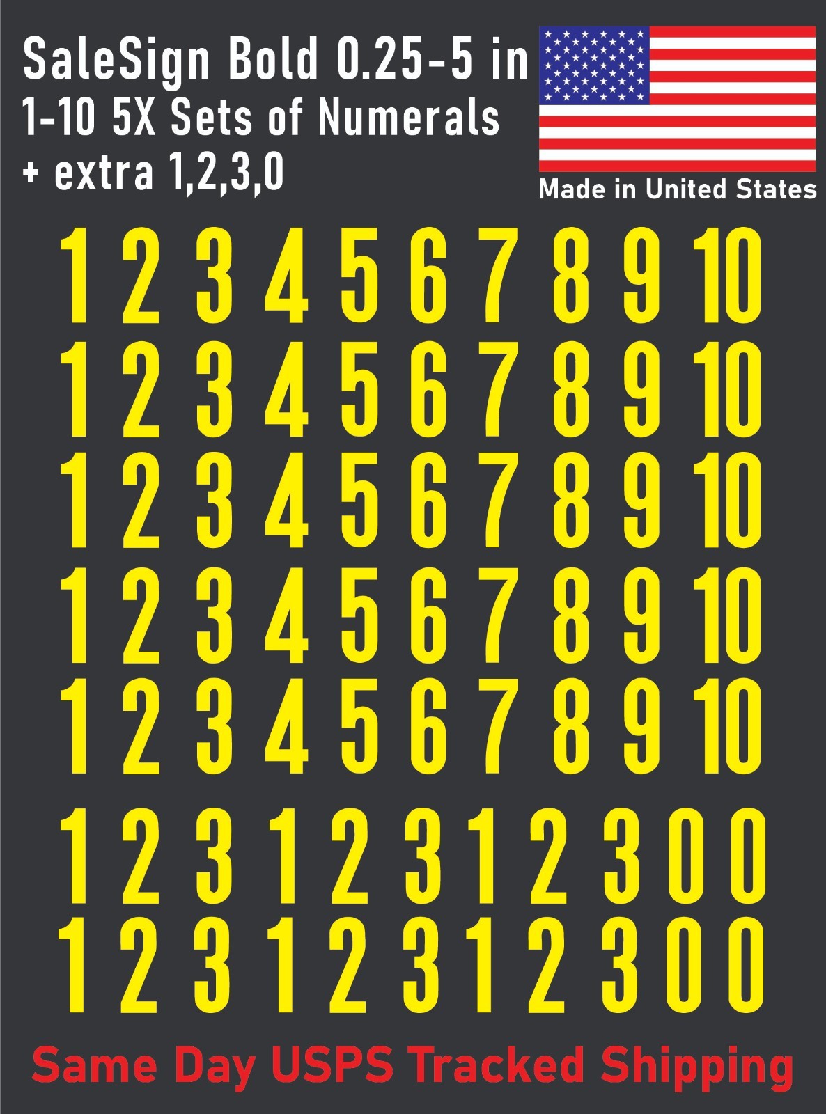 1-10 5x+ Sale Sign Outdoor Vinyl Decal Numbers for Address Mailbox Doors Lockers