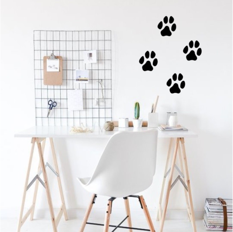 Paw Print Stickers Set of 4 Indoor or Outdoor Dog Cat Car Home Wall Vinyl Decal