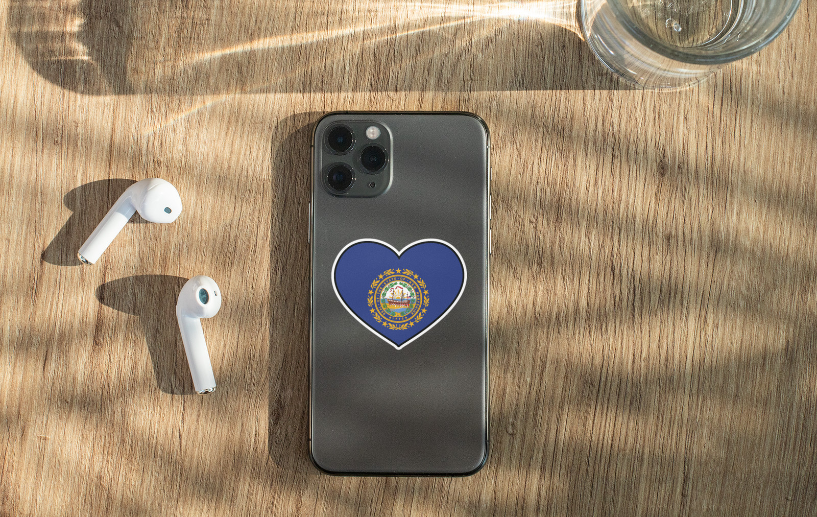 State of New Hampshire Flag Heart Sticker Decal USA New Hampshire State