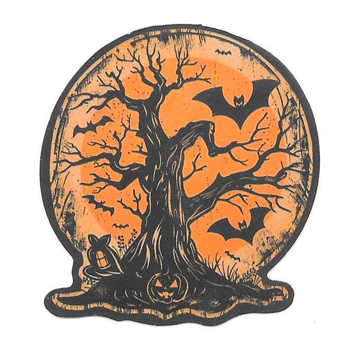 Spooky Tree Sticker Vinyl Die Cut Halloween Bat Decal Journal Scrapbook Art