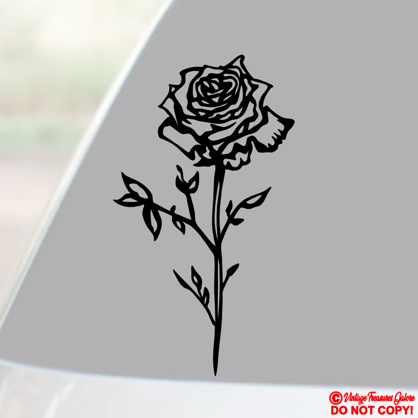 ROSE ~ VINYL DECAL STICKER CAR TRUCK REAR WINDOW BUMPER WALL FLOWER LOVE SYMBOL