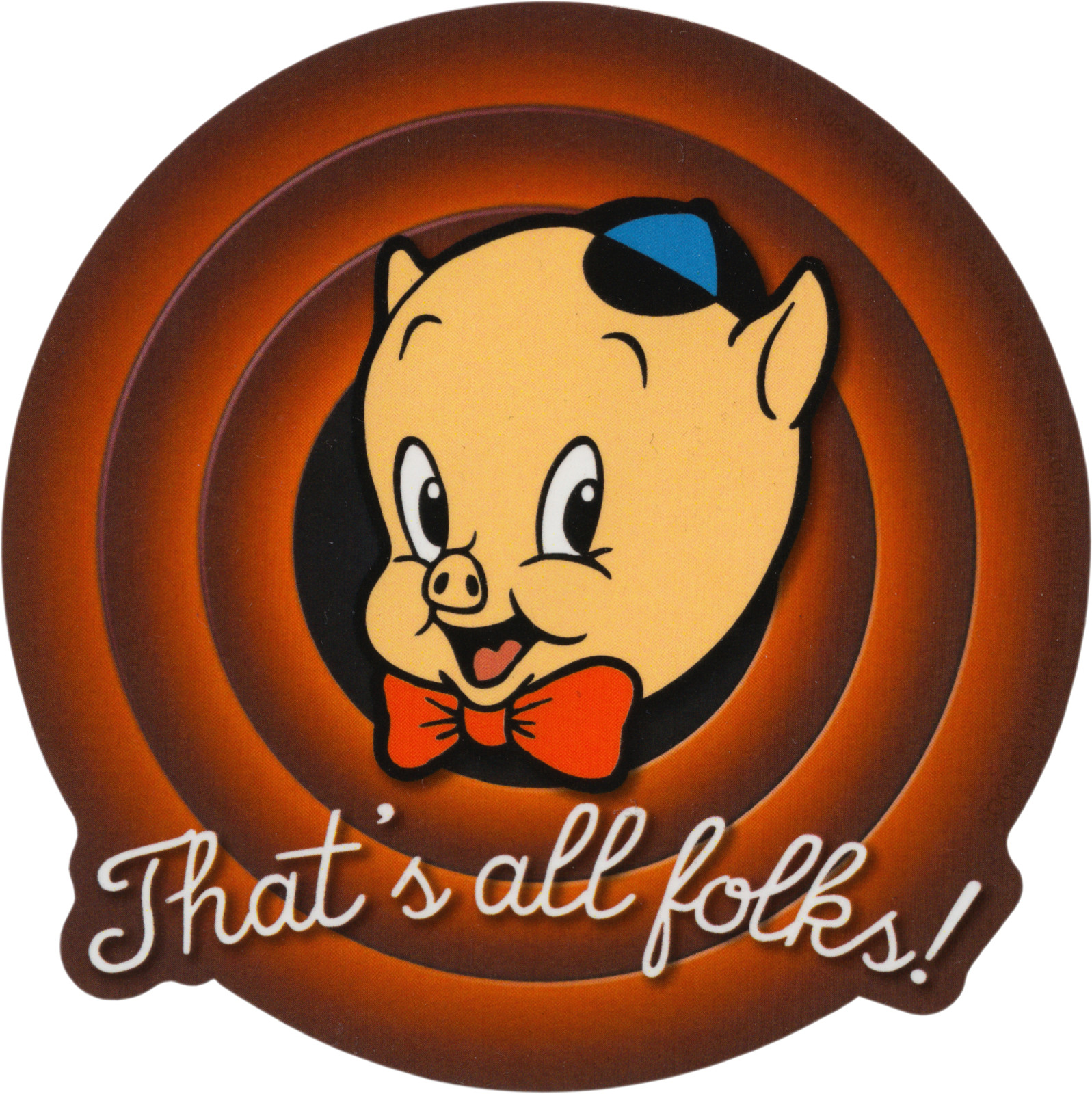 Sticker – Porky Pig That's All Folks Loony Tunes Cartoon Retro 4" Decal #5785