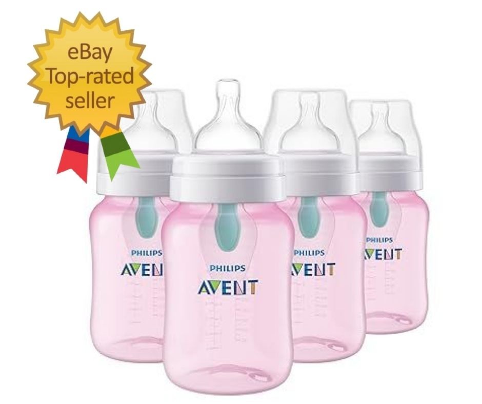 Anti-Colic Baby Bottle with AirFree Vent, 9oz, with Flow 2 Nipples, 1m+, 4pk, P