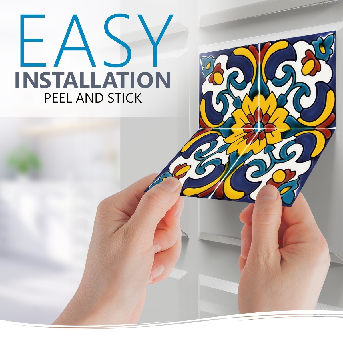 Peel Snd Stick Tile Stickers 24 Unit Pack Vintage Floral
