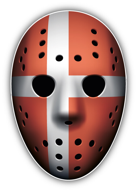 Denmark Flag Ice Hockey Goalie Mask Car Bumper Sticker Decal