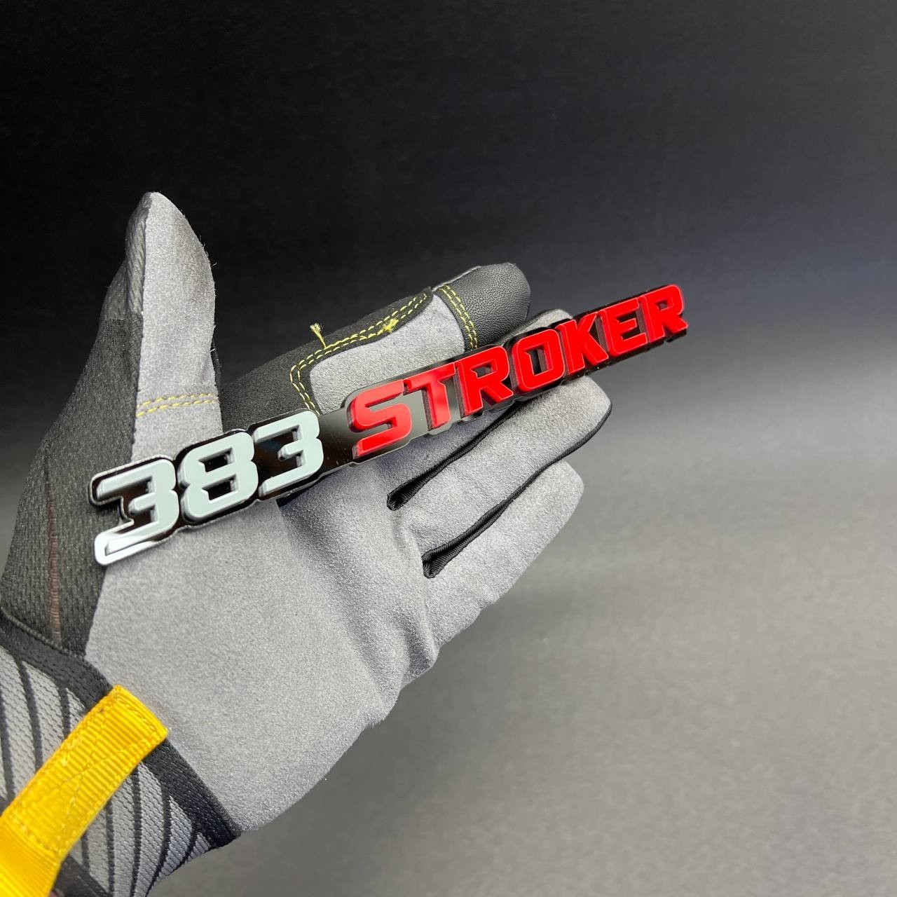 1X 383 stroker Custom 3D Car Emblem Multicolor Acrylic Badge Gray / Red / black