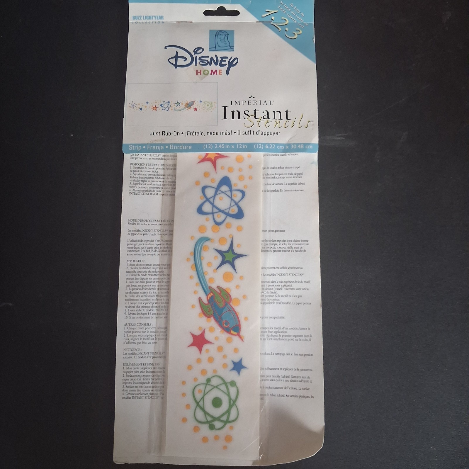 Vintage Disney Home Imperial Instant/Rub On Stencils Buzz Lightyear RARE Pattern