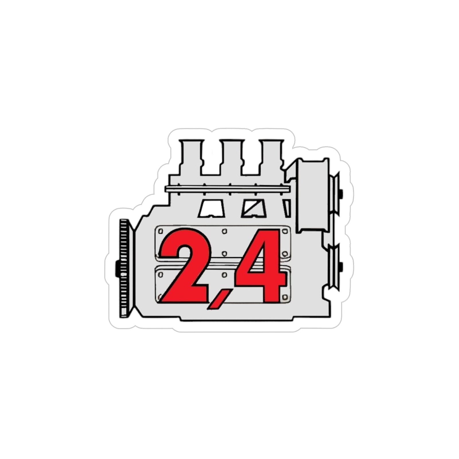 70-90 Porsche 911 Flat Six Engine Red 2.4L Rear Window Decal Sticker