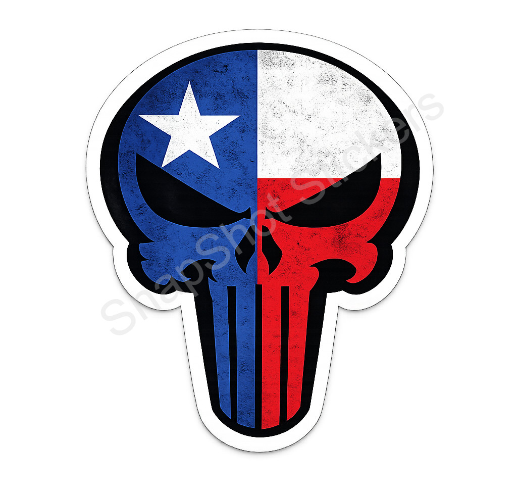 Punisher Style Texan Skull Vinyl Decal Sticker Texas Flag Car Truck 29