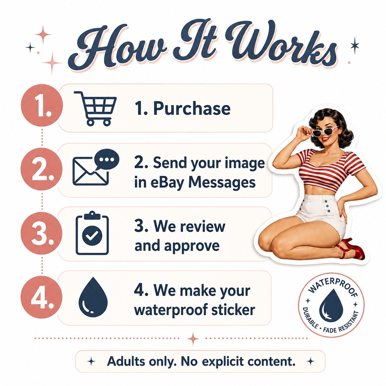 Custom Pin-Up Sticker 5 Inch Waterproof Personalized Adult Artwork