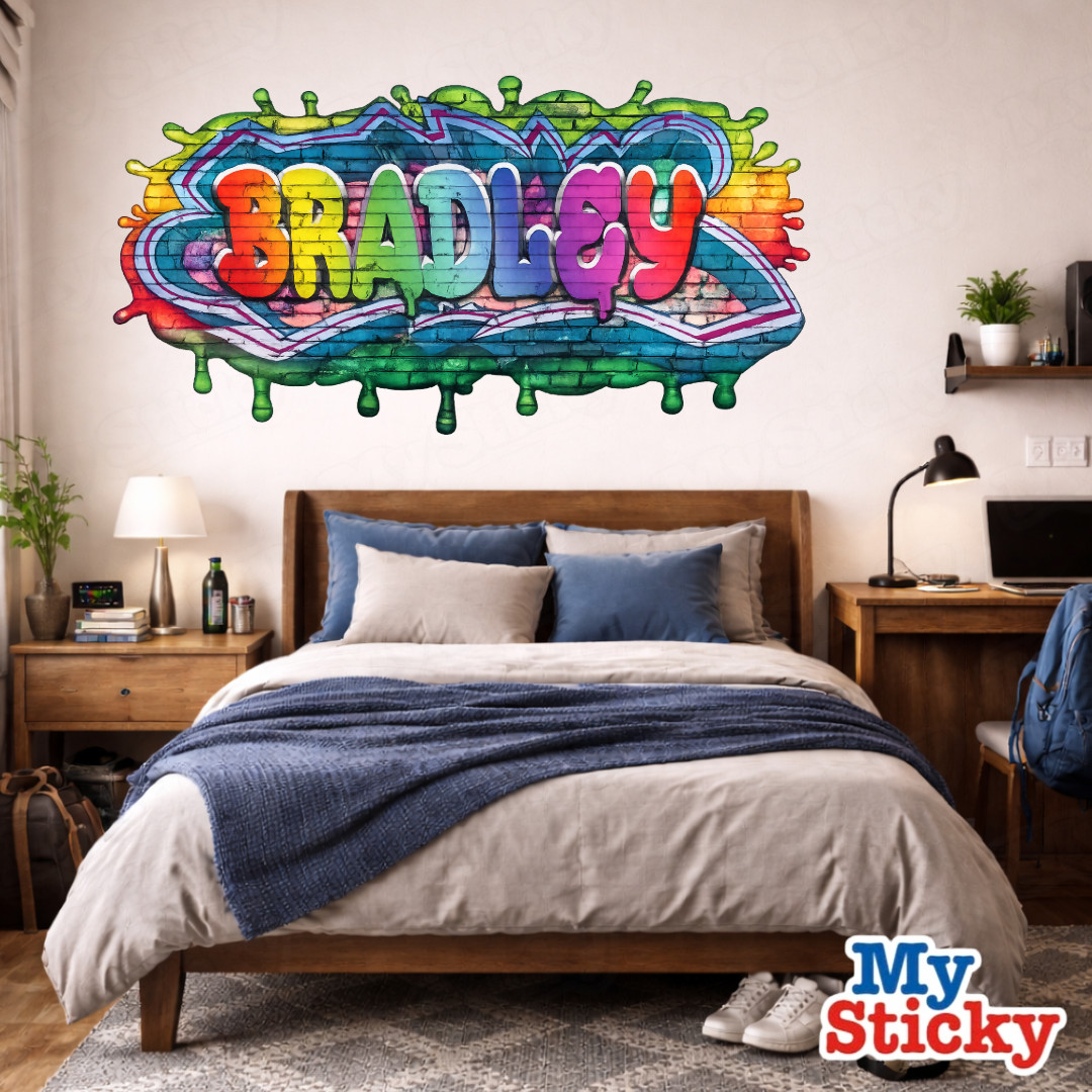 Rainbow Custom Name Drip Graffiti Wall Decor Vinyl Sticker Personalized Decal