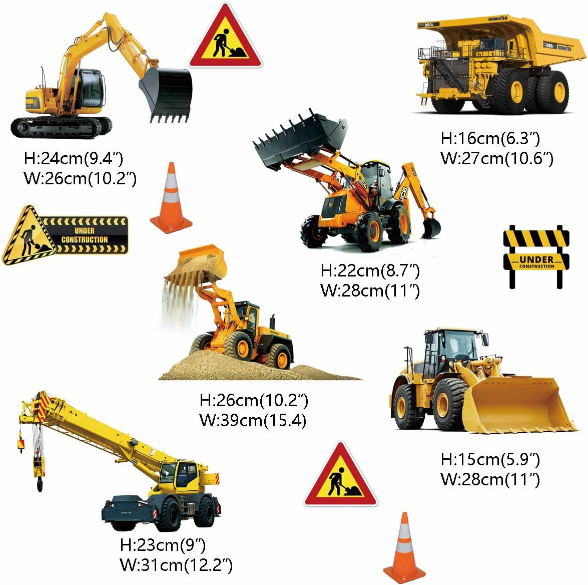 Construction Vehicles Wall Stickers Excavator Tractor Car Wall Decals Kids Bedro