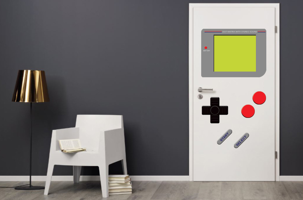 Dry Erase Dorm Room Door Gamer Decals Man Cave Retro Vintage Stickers GAME BOY