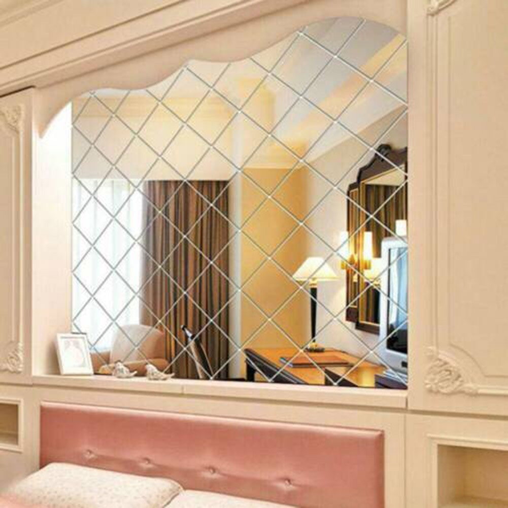 Mirror Stickers Decals Wall 15CM Bath Bathroom Decor Glass Home Mosaic Set