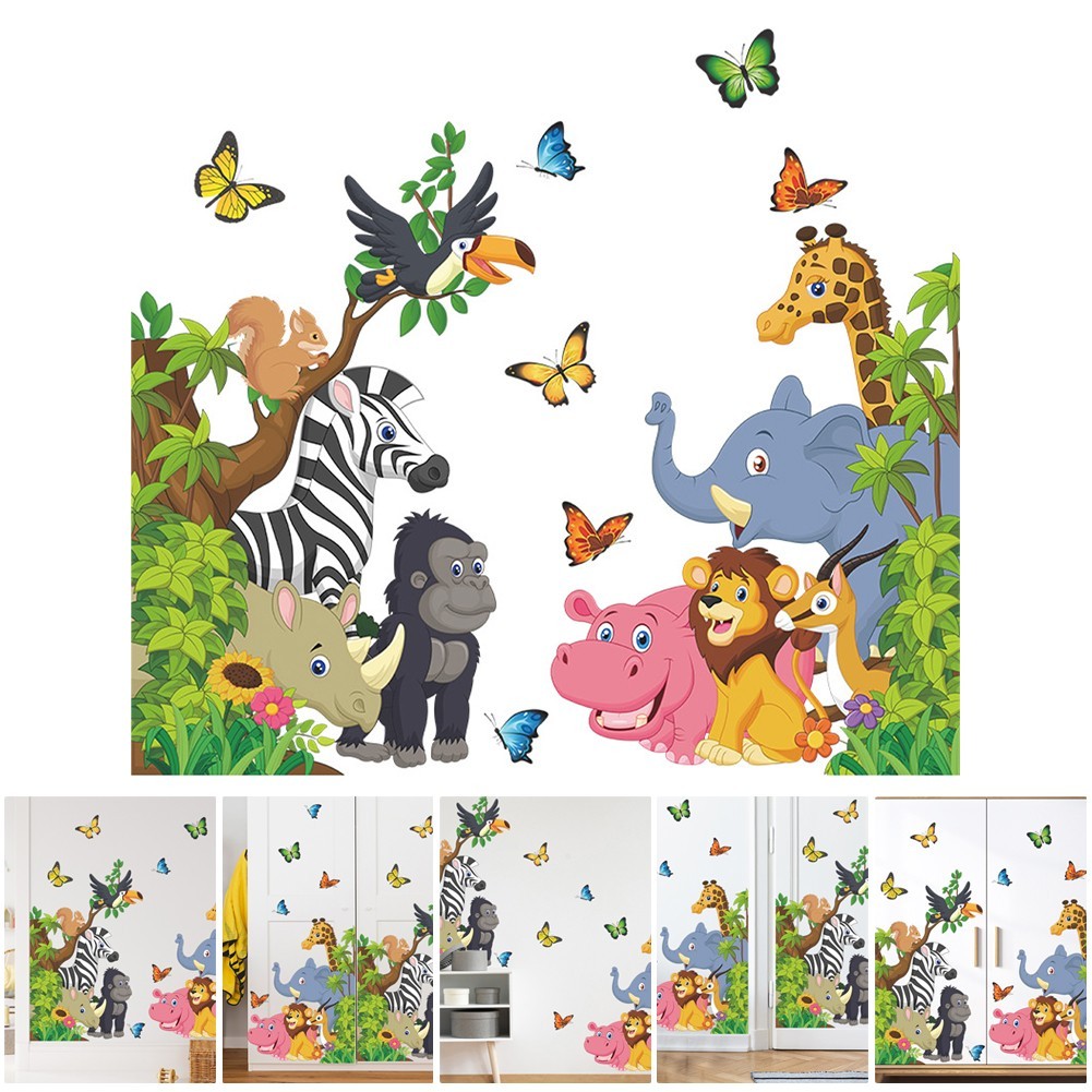 Vinyl Decal Wall Sticker Jungle Animals Living Room PVC Playroom Removable Room