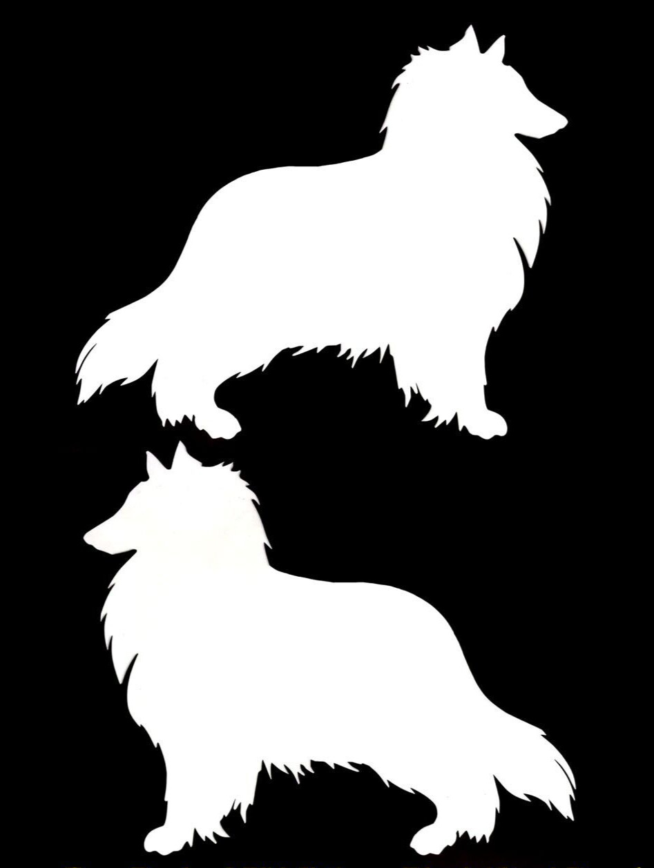 Rough Collie Black or White Silhouettes Vinyl Decal Car Truck Window Tablet