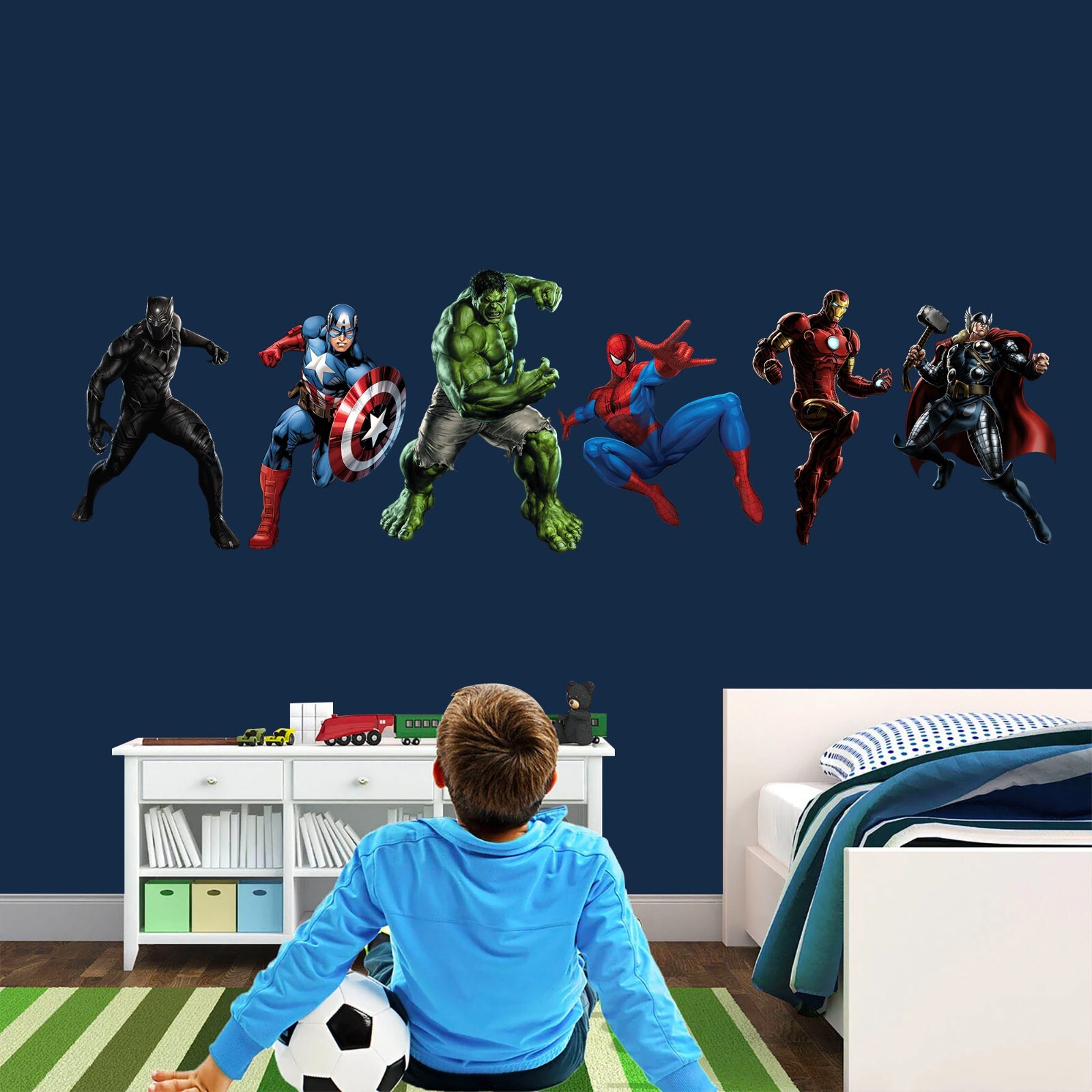 Superhero Hulk Spiderman Iron Man Captain America Avengers Wall Decal Sticker