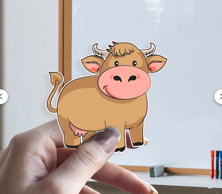 Cartoon happy cow sticker for all types of surfaces
