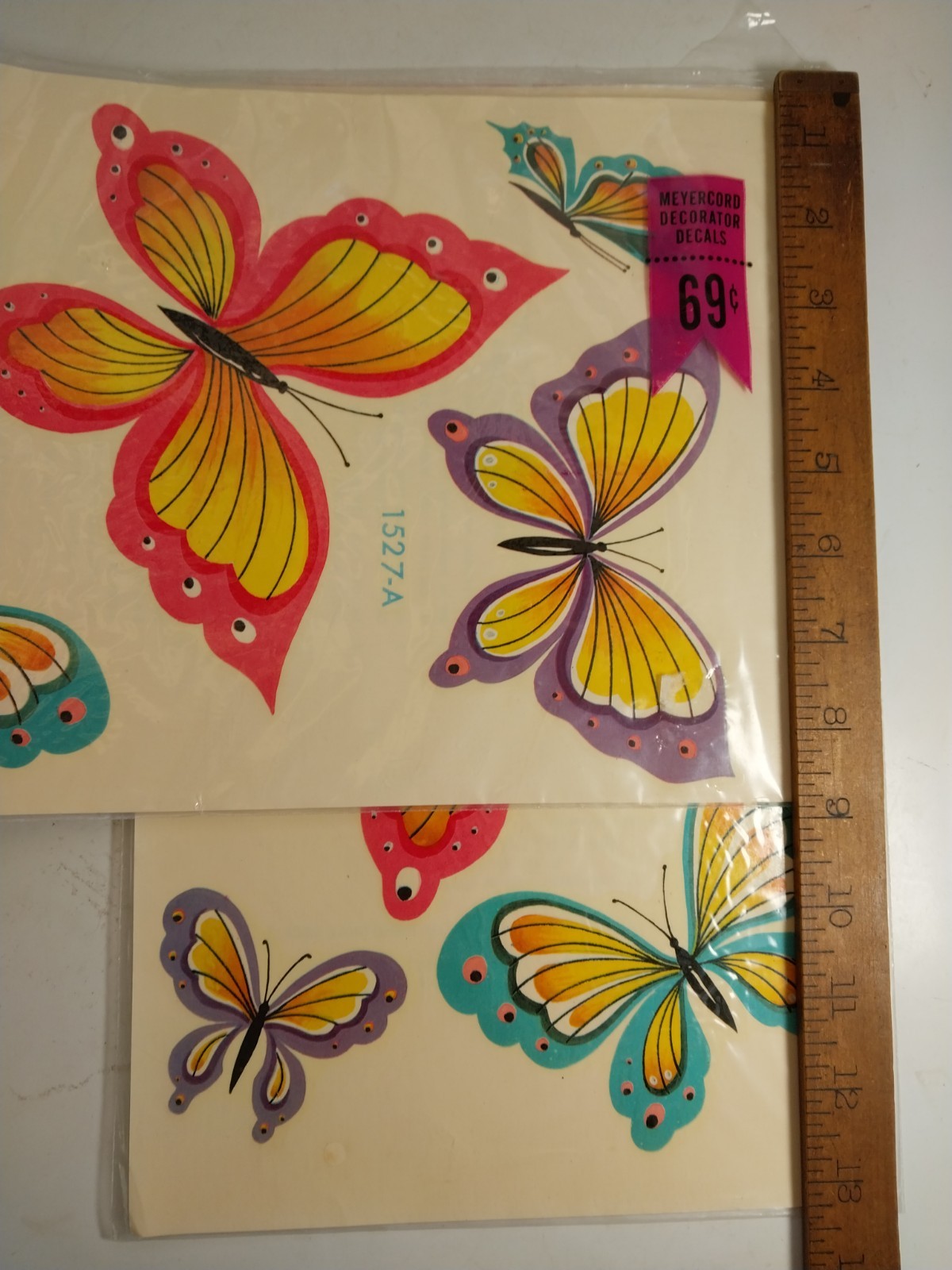 2 Vintage Meyercord Decals NIP Retro Butterfly Original 1960’s Mid Century Lot