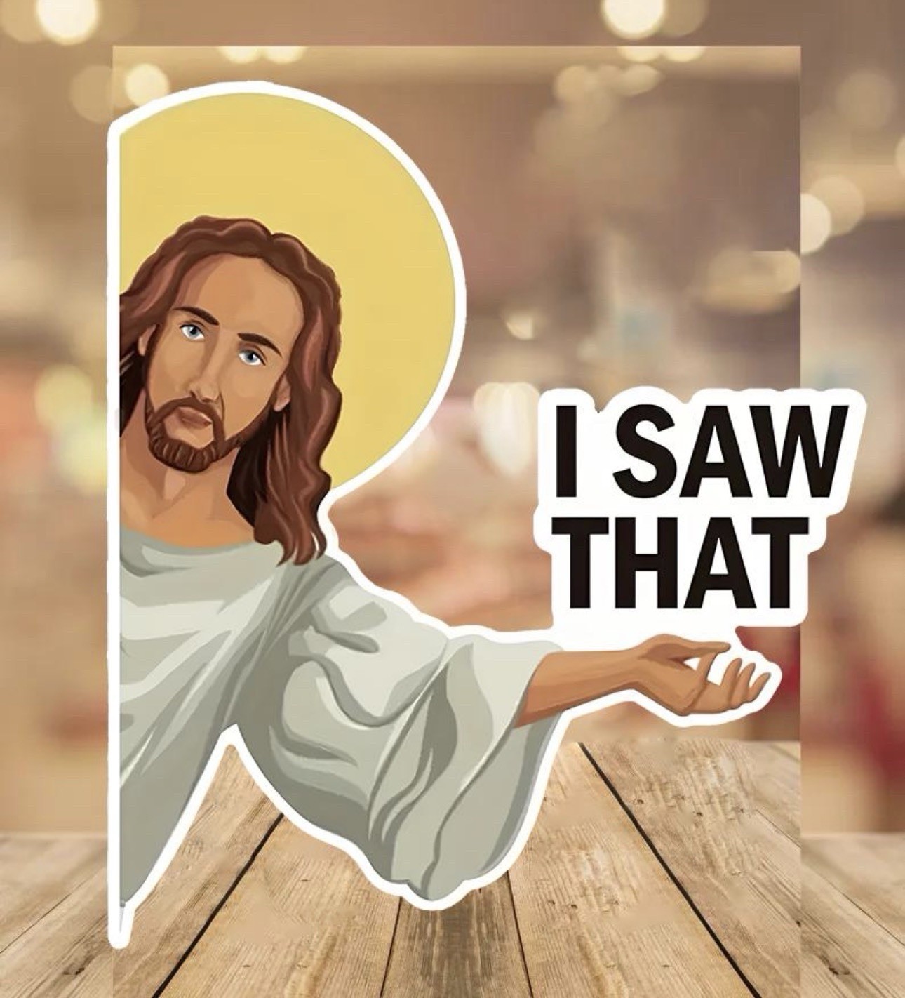 2 PACK – I SAW THAT Jesus God Funny Prank Humor 2.5” Decal Sticker Set Lot