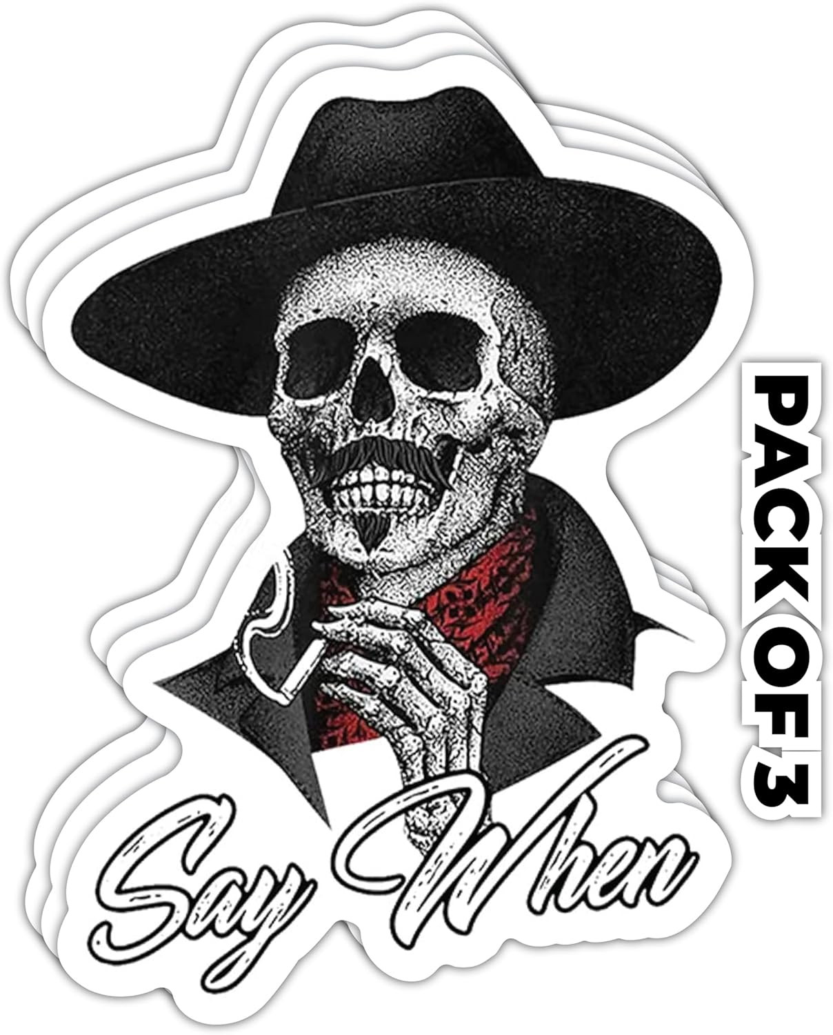 Doc Holiday Skull Sticker – 3 Pcs Waterproof Removable Decal for Home, Car, Lapt