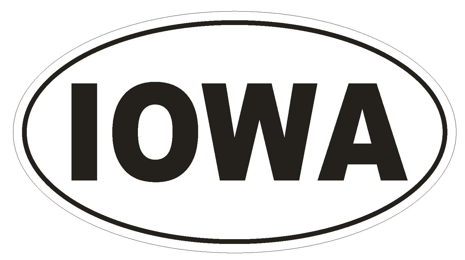 Iowa Oval Bumper Sticker or Helmet Sticker D2331 State Euro Oval