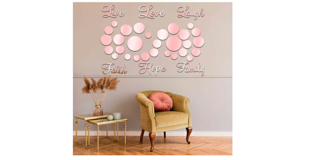 3D Mirror Wall Decor Acrylic Stickers DIY Faith Laugh Hope Love Family Rose Gold