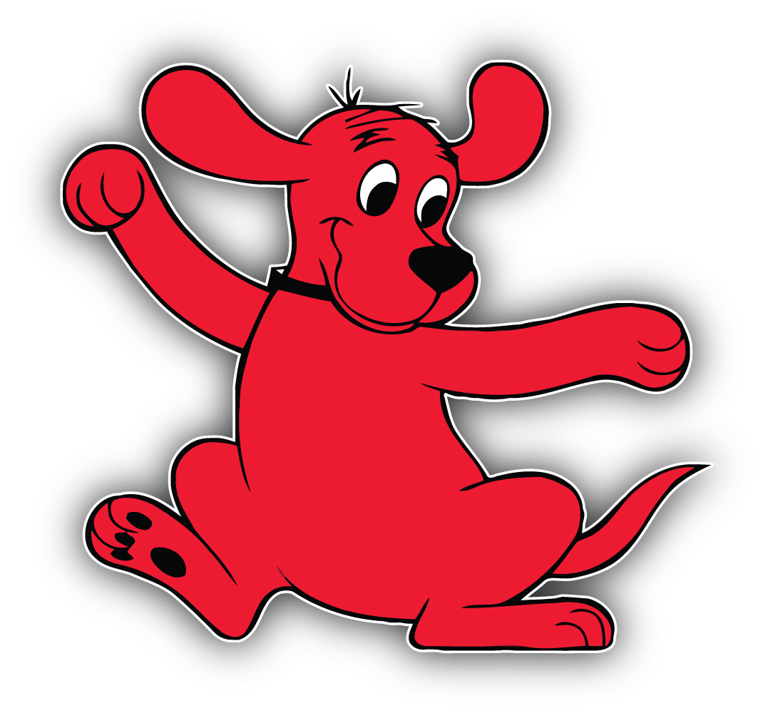 Clifford the Big Red Dog Cartoon Clifford Happy Sticker Bumper Decal – "SIZES"