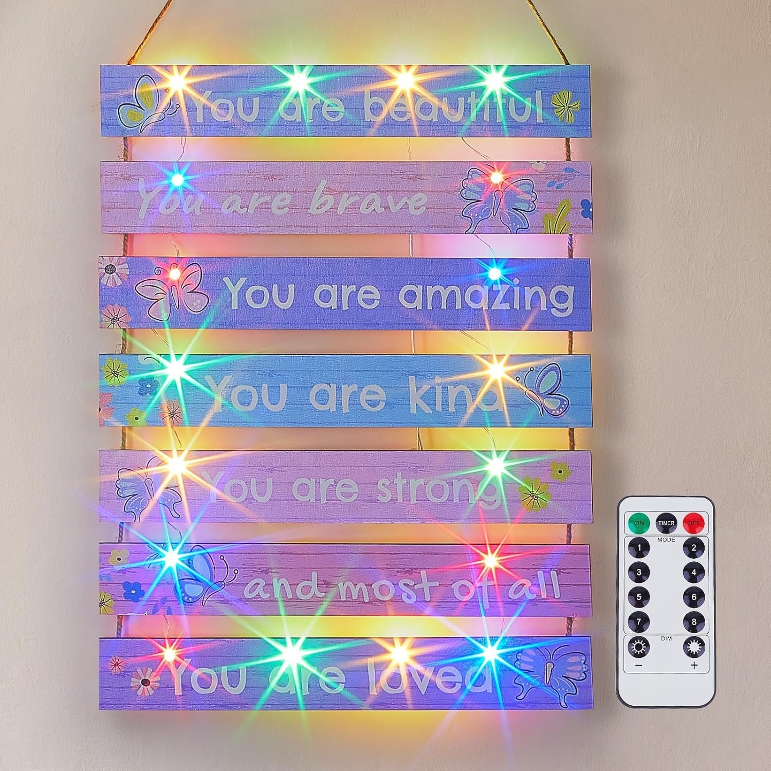 Girls Room Decor LED Light Wall Art for Kids Bedroom Inspirational Butterfly