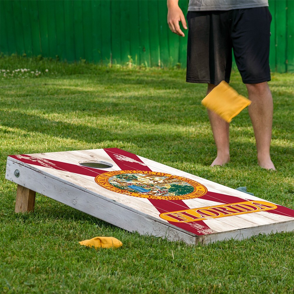 Florida Flag US American Flag Cornhole Board Wraps and Decals Vinyl Sticker