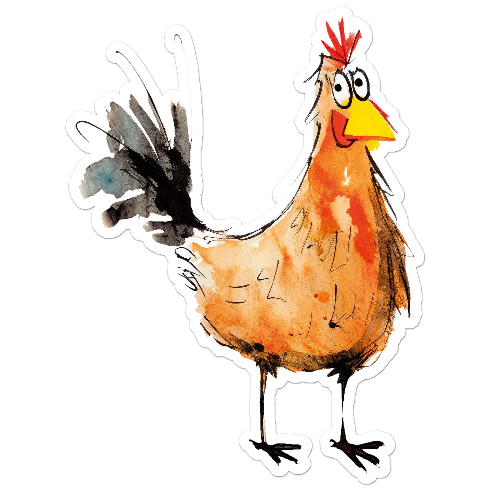 Watercolor Chicken – Vinyl Decal Sticker – Car Window Laptop – ebn12232