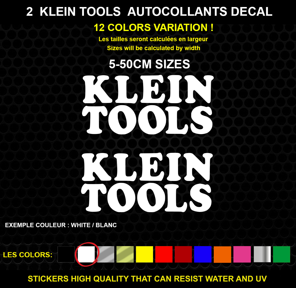 2 klein tools sticker Genuine decal waterproof vinyl sticker 5-50cm