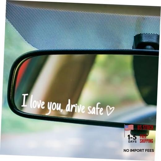 White Cute Car Stickers Upgrade I Love You Drive Safe Mirror Stickers – 3 Pcs
