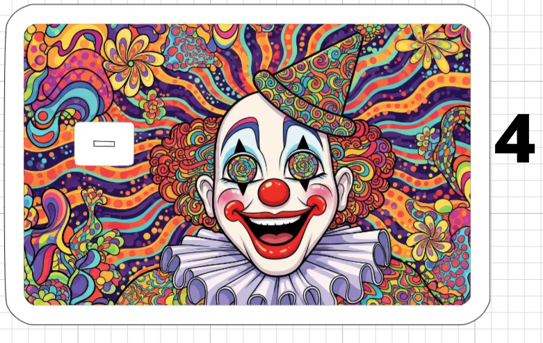Acid Trip Happy Clown Credit Debit ATM Card Skin Sticker Trippy Gift Retro