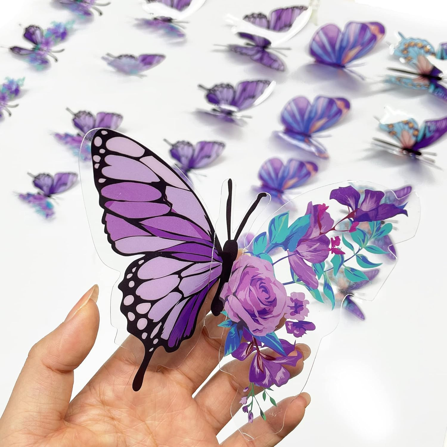pinkblume Floral Purple Butterfly Decorations Stickers Flower