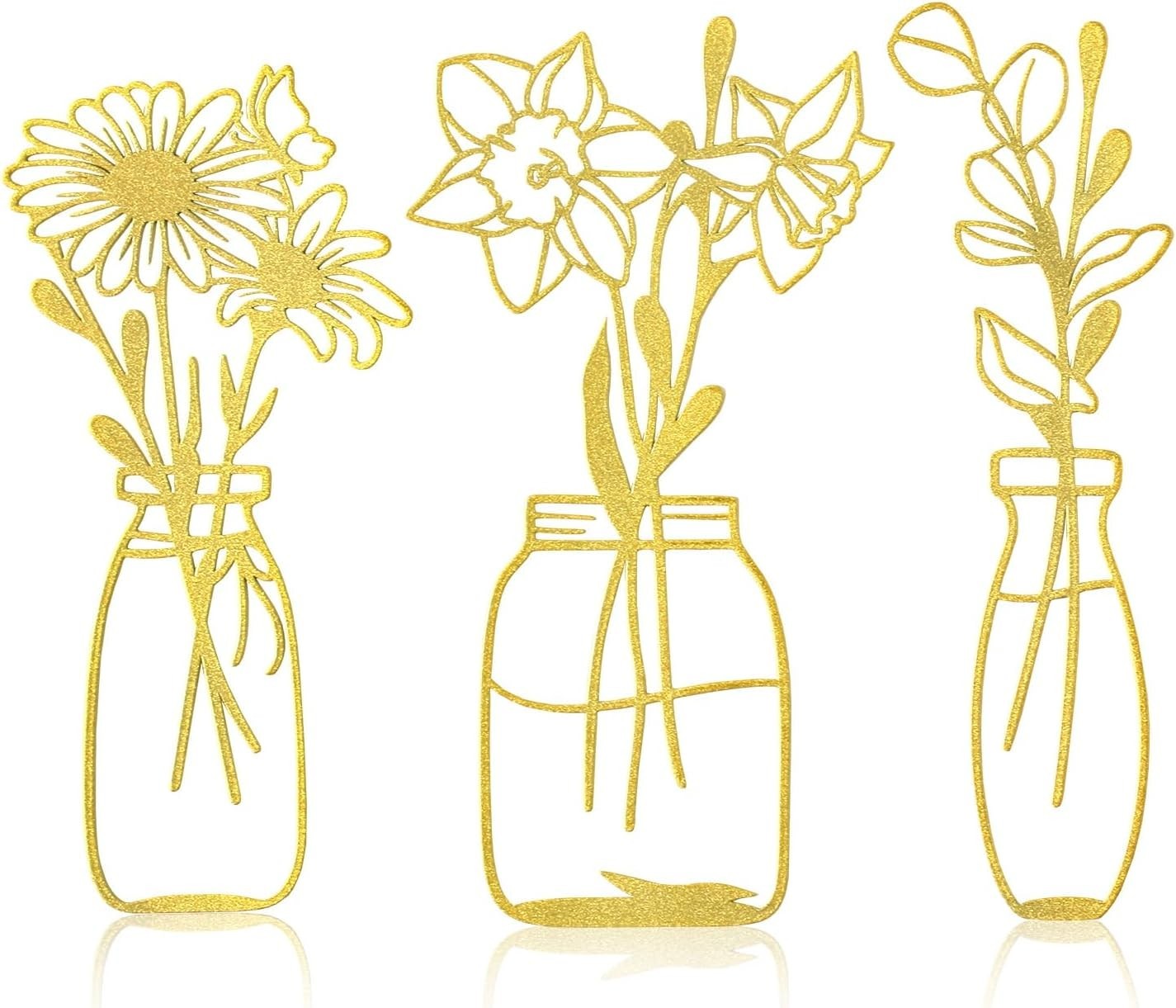 Minimalist Gold Metal Flowers Wall Sculpture Set – Perfect for Living Rooms