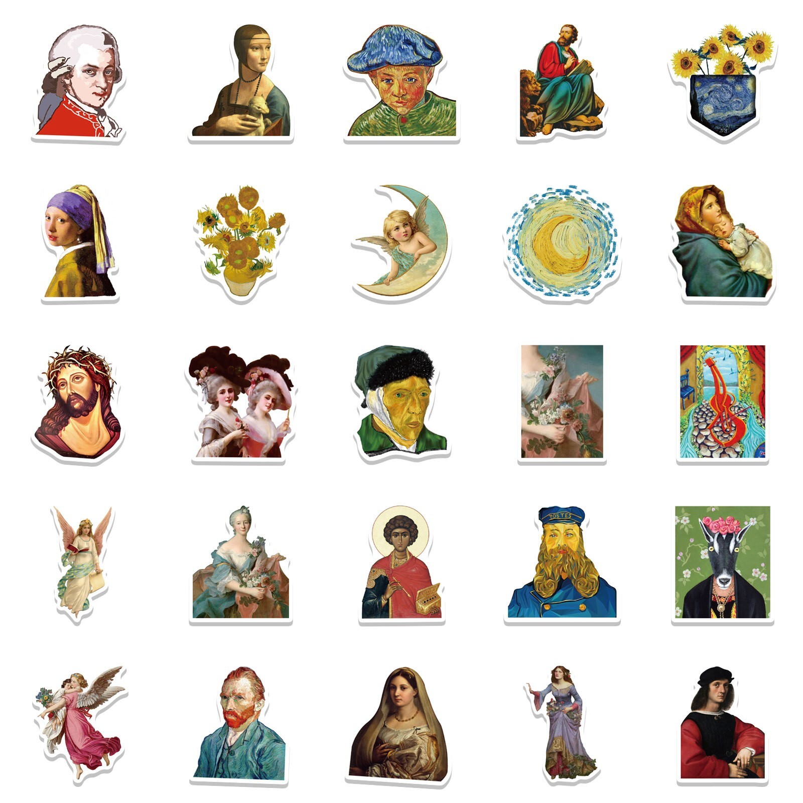 150pcs Famous Painting Vinyl Stickers, Artist Monet Van Gogh,0012345