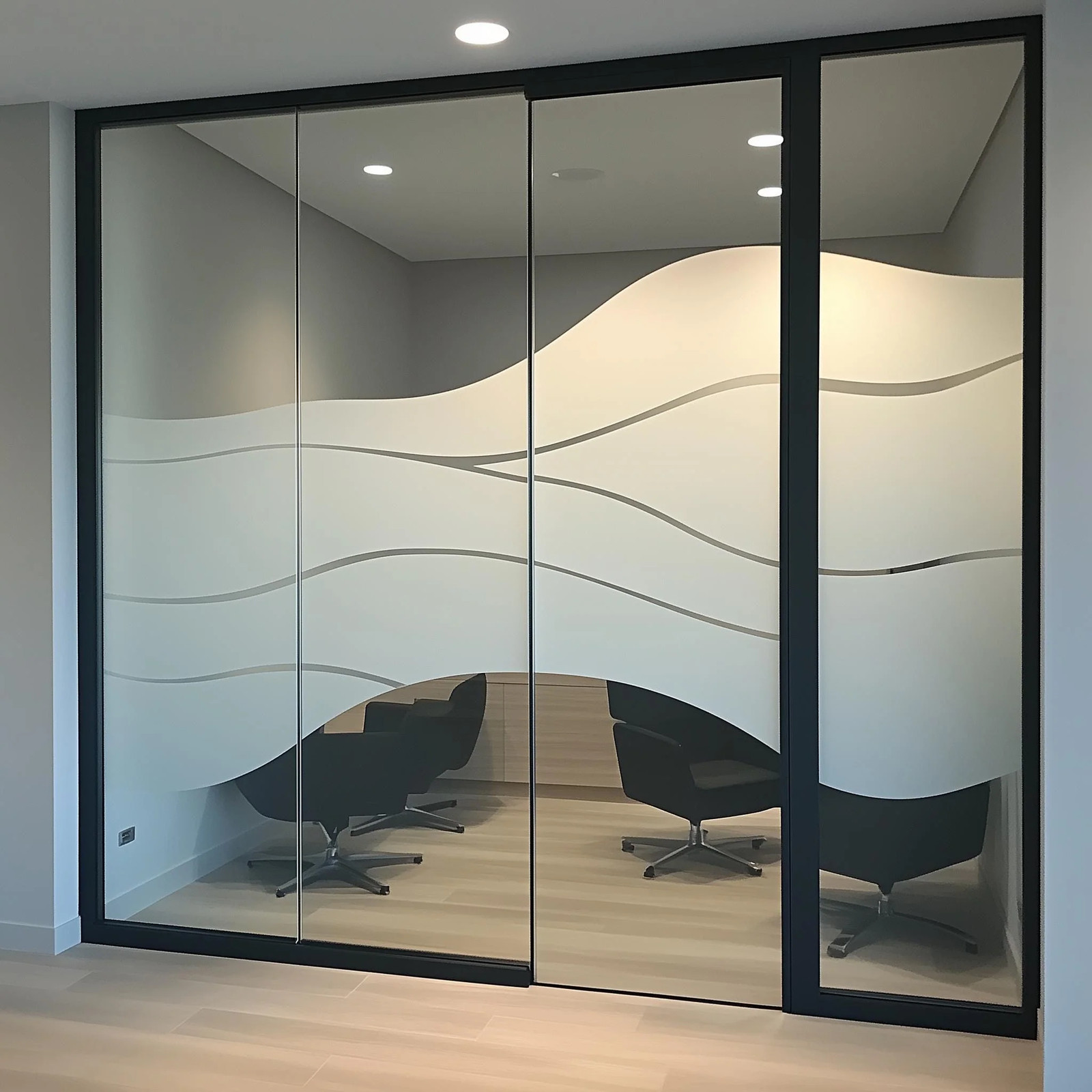 Frosted Glass Privacy Sticker | Wave Design Window Film for Office Home