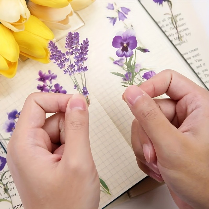 Lightweight Durable Easy to Install Purple Series Decorative Flower Pet Stickers