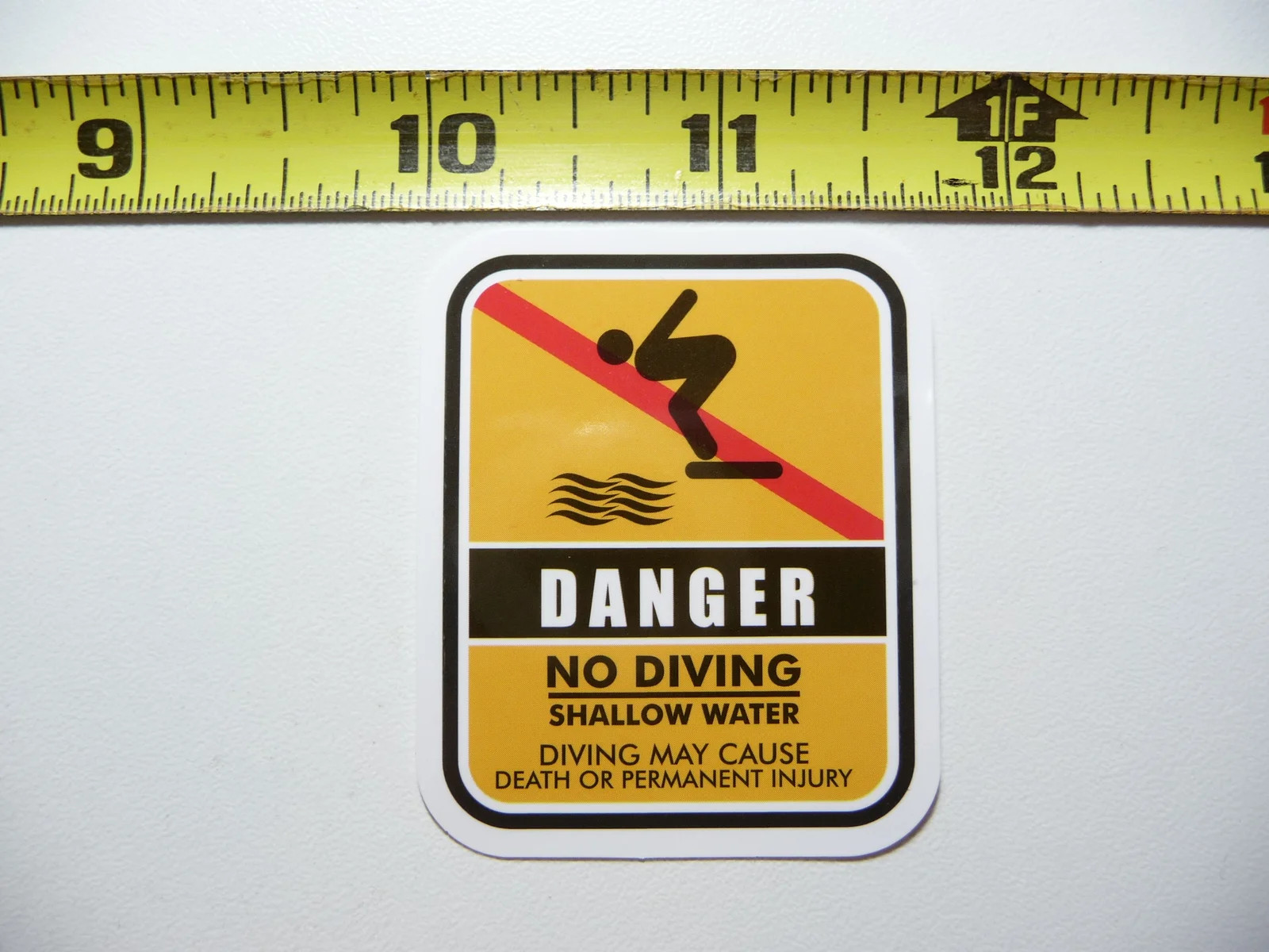 DANGER NO DIVING SHALLOW WATER SMALL STICKER DECAL BUSINESS COMPANY POLICY