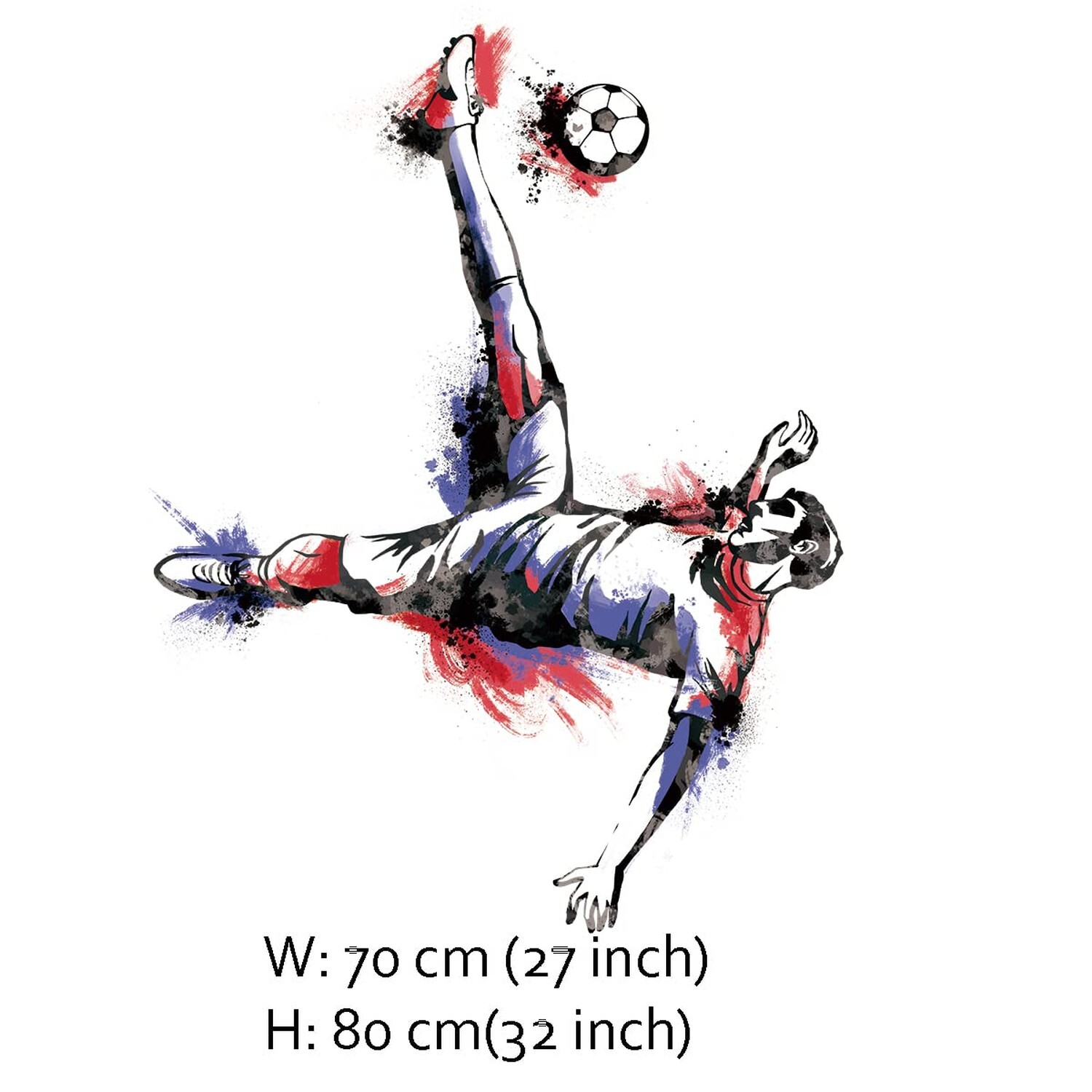 Runtoo Soccer Player Wall Art Decal Sports Wall Stickers Teens Boys Kids Bedr…