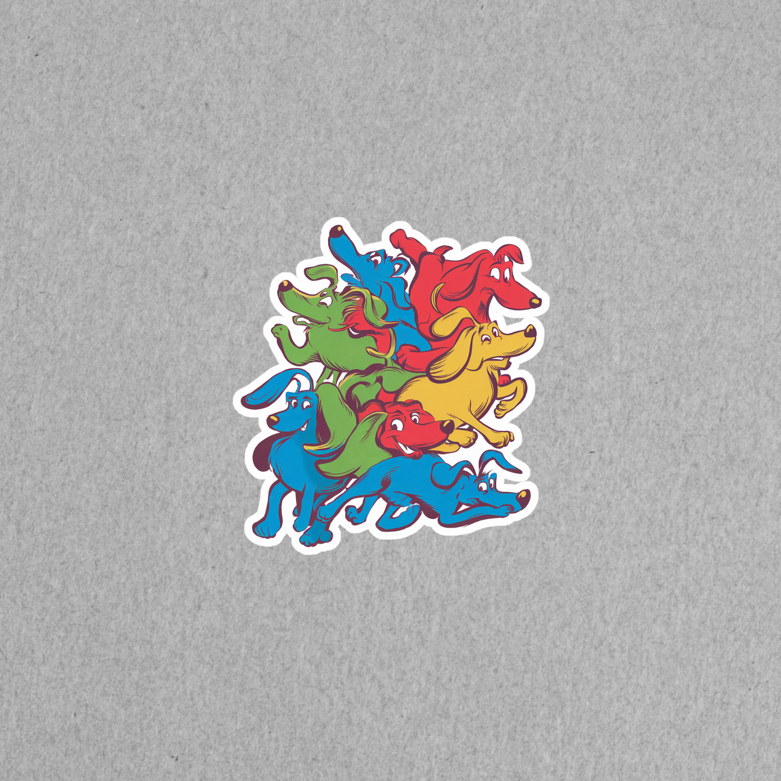Colorful Playful Dogs Sticker – Fun Cartoon Canine Illustration Decal #4563