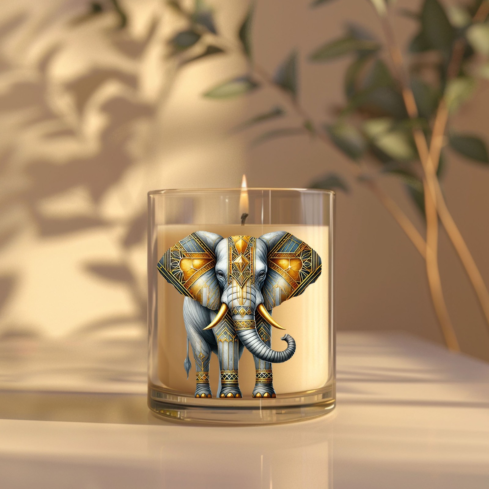 Art Deco Elephant UV DTF Transparent Sticker / Decal