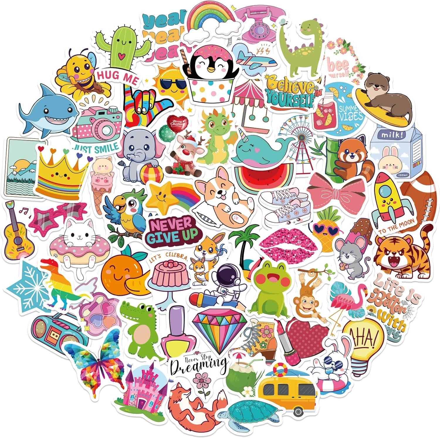 300 PCS Cute Stickers for Kids,Kawaii Water Bottle Sticker Pack for Teens,Waterp