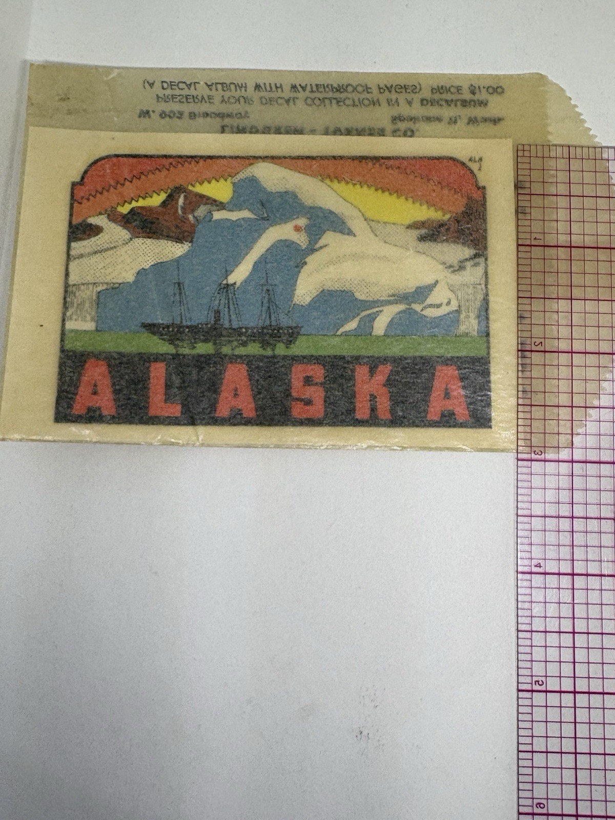 Vintage Alaska Souvenir Decal Sticker Luggage Label 1960’s Original Packaging