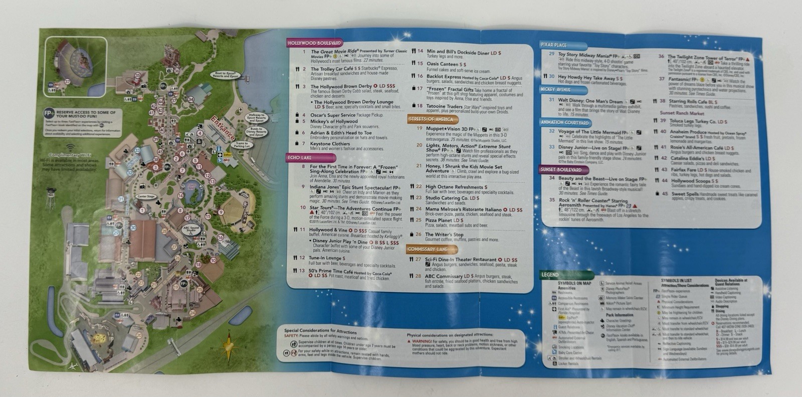 Walt Disney World Hollywood Studios Fall 2015 Park Guide Map Aerosmith Coaster