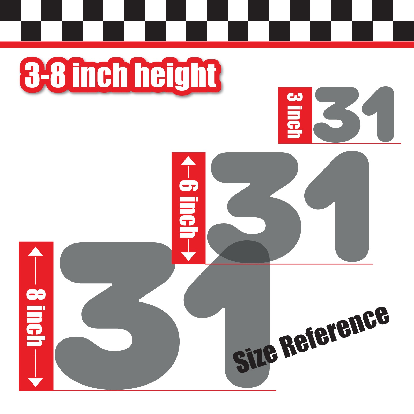 3x 3 Digit Custom Single Number Stickers Decal Locker Door Mailbox Rounds Black