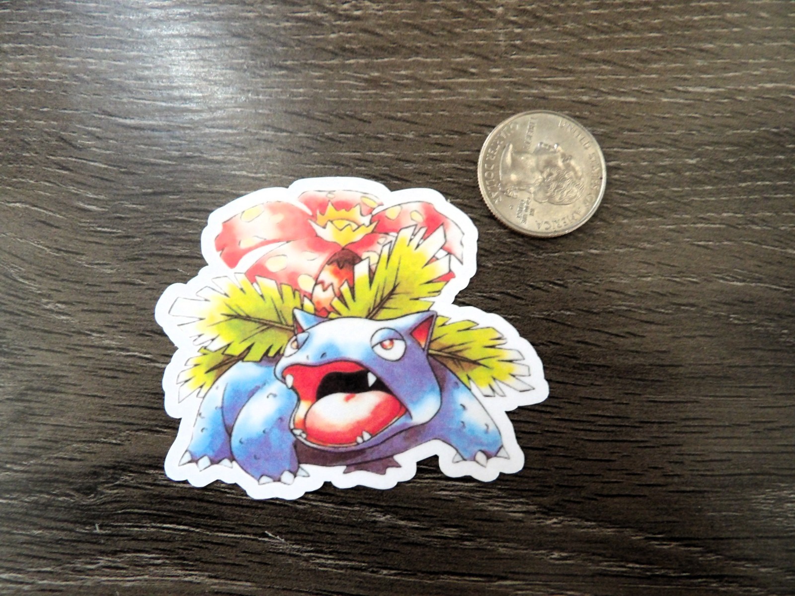 Gen 1 Venusaur Sticker – Vinyl, Waterproof, Die-cut – Red & Blue Artwork