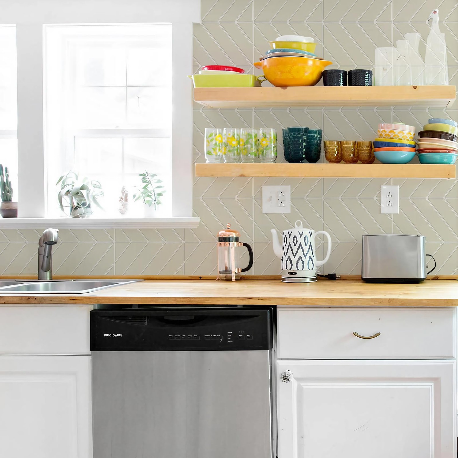Azulejos Adhesivos De Espiga Gris Y Beige Para Cocina Pack De 10 De Lujo