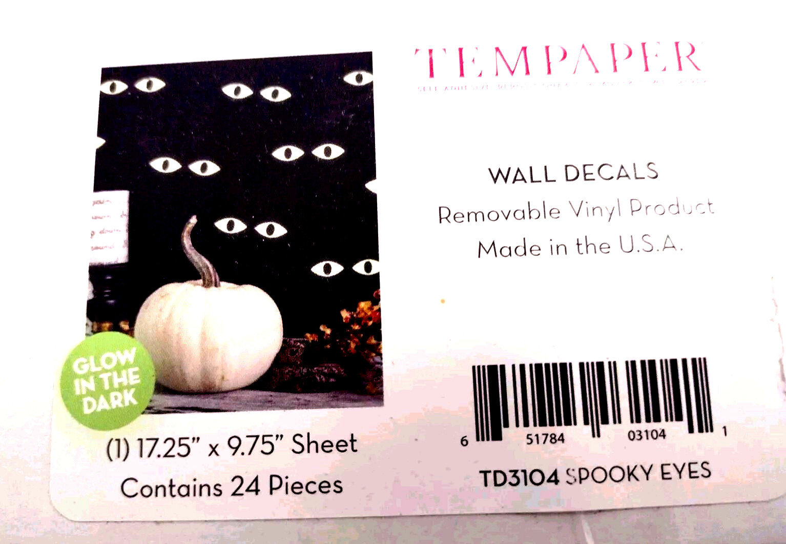 Wall Decals Tempaper Spooky Eyes Glow-in-The-Dark Peel and Stick Halloween